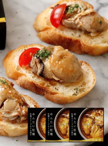 めんたい牡蠣缶60g×3缶 牡蠣オリーブオイル漬け 明太子味 カキ 缶詰 おつまみ 福さ屋 辛子明太子 明太子