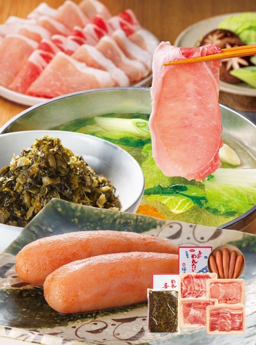 送料無料 甘熟豚南国スイートぶたしゃぶ4点&福さ屋ご贈答セット 福さ屋 辛子明太子