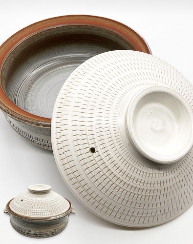 【代引き不可】送料無料 土鍋 8号サイズ 3～4人用 小石原焼  カラー 【白】※こちらの商品は別配送となるため単独で商品のお届けとなります。